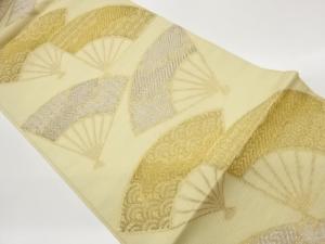 紗 扇に古典柄模様織出し開き名古屋帯（額縁仕立て）